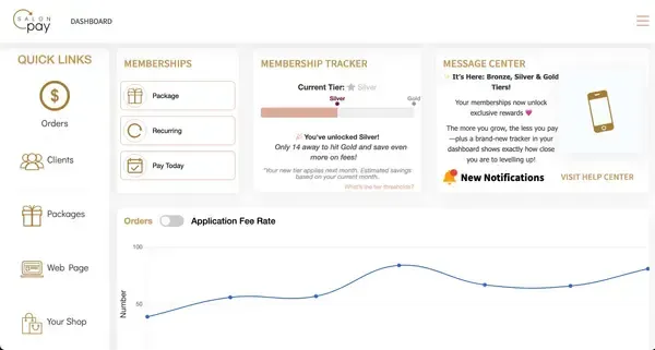 Original Salon Pay membership dashboard